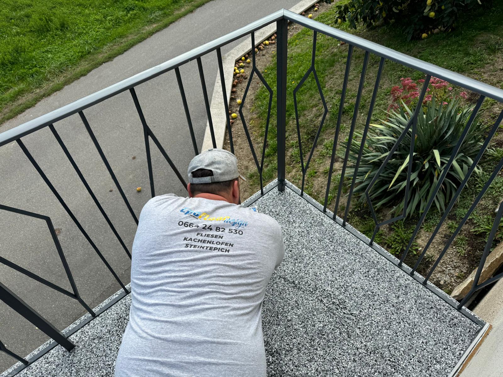 Balkon Steinteppich verlegen