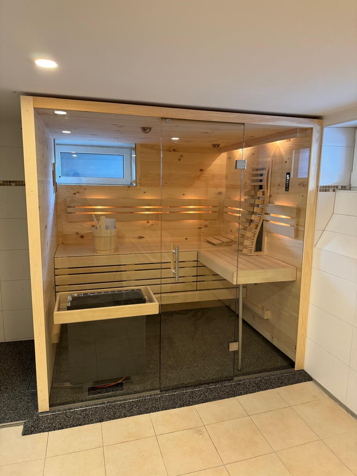 Sauna mit Steinteppich